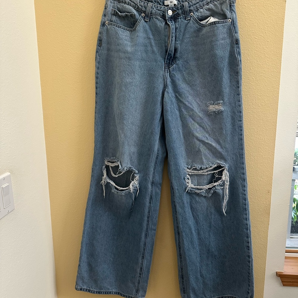 BP Distressed Wide Leg Jeans in Blue